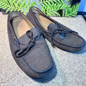 Massimo Dutti Men’s Grey Woven Suede Driving Loafers - Size 42 (US 9)